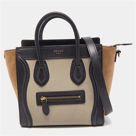 Celine Tri Color Leather Nano Luggage Tote Celine 